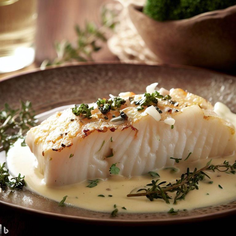 Bacalao asado con finas hierbas y salsa de vino blanco 9 Bacalao asado con finas hierbas