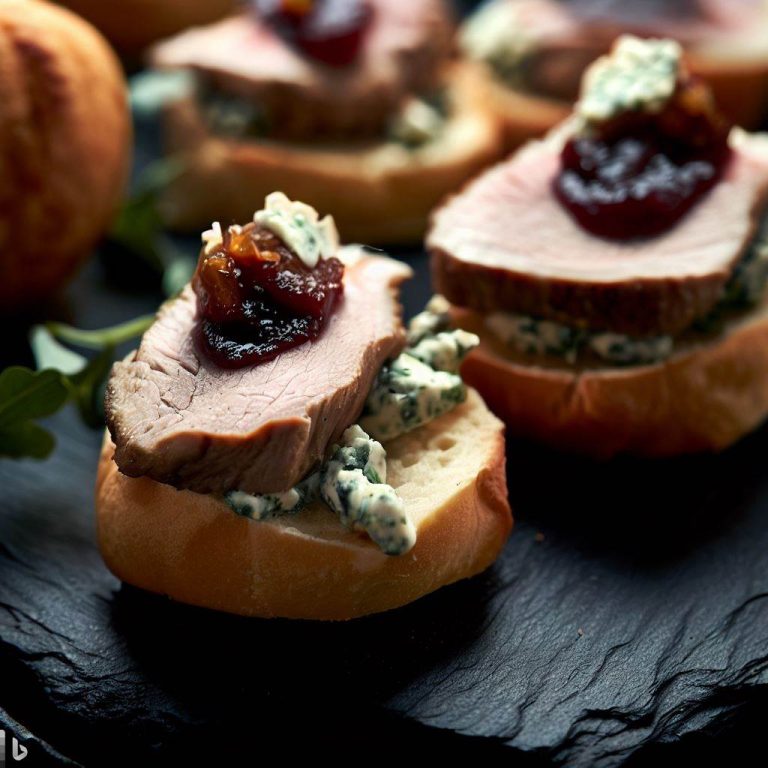 Canapé de solomillo de cerdo 3 Canapé de solomillo de cerdo con higos