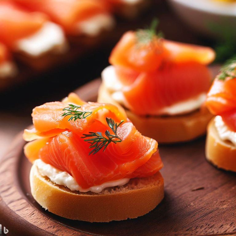 Canapé de salmón sobre queso de untar 4 Canapé de salmón