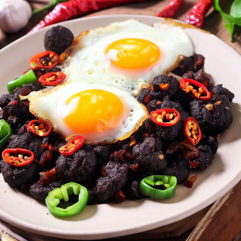 Huevos estrellados con morcilla y guindilla 11 Huevos estrellados con morcilla