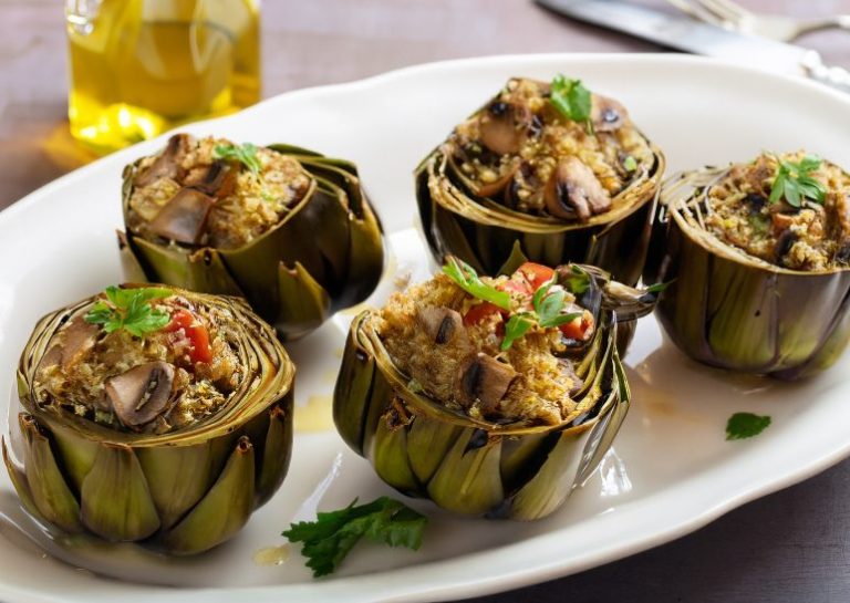 Alcachofas Rellenas con Quinoa y Setas 12 Alcachofas rellenas