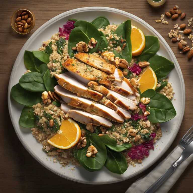 Ensalada de Pollo, Quinoa y Espinacas con Citrus y Nueces 4 Ensalada de Pollo y Quinoa
