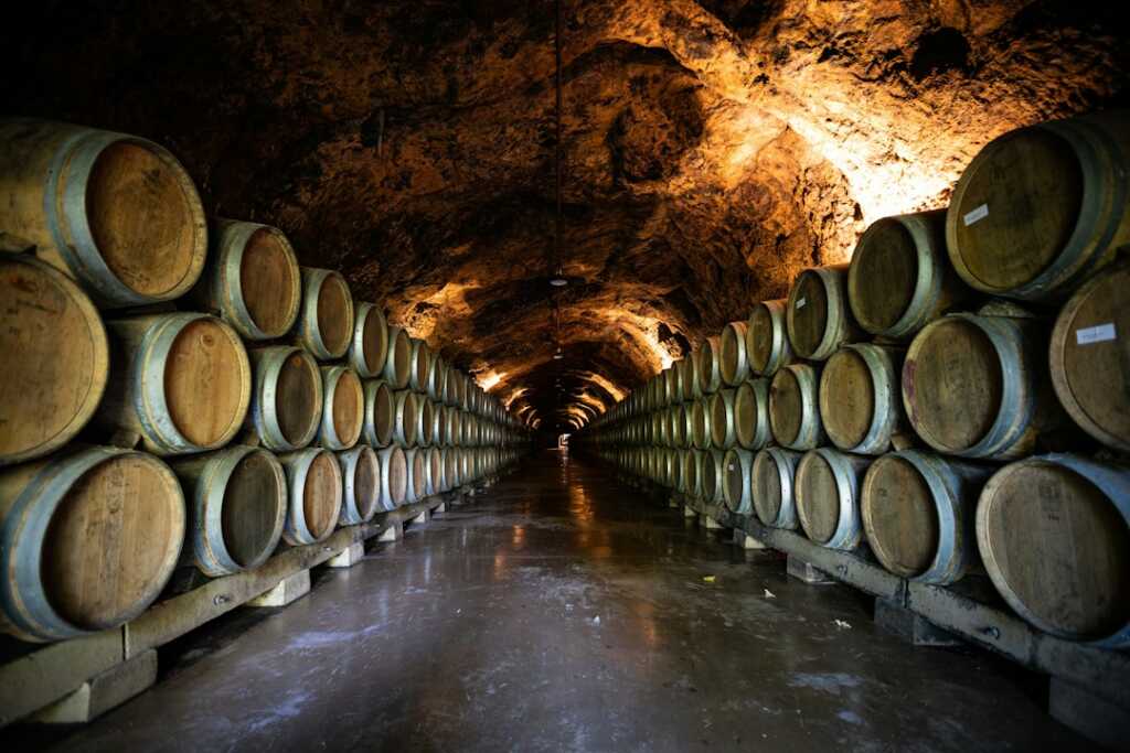 Sala de barricas de vino, imagen ilustrativa sobre crianza en bodega